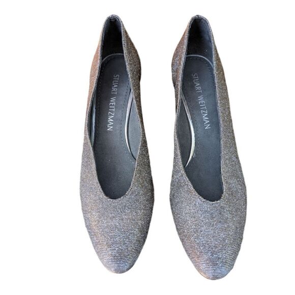 Stuart Weitzman Silver Glitter Accent Pumps Size 7 - Picture 7 of 12